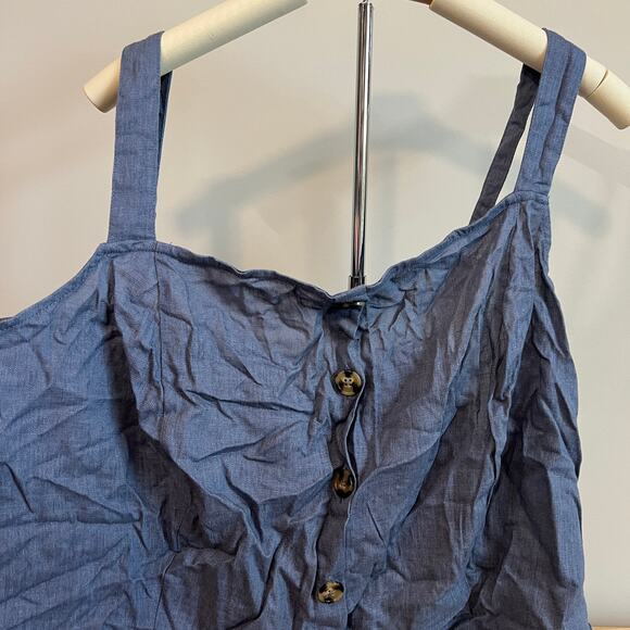 Torrid Women's Plus Size Blue Linen Blend Button-Front Crop Tank - Size 6 - NWT - Picture 8 of 8